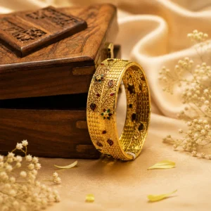 Peacock Filigree Meenakari Gold Bangle