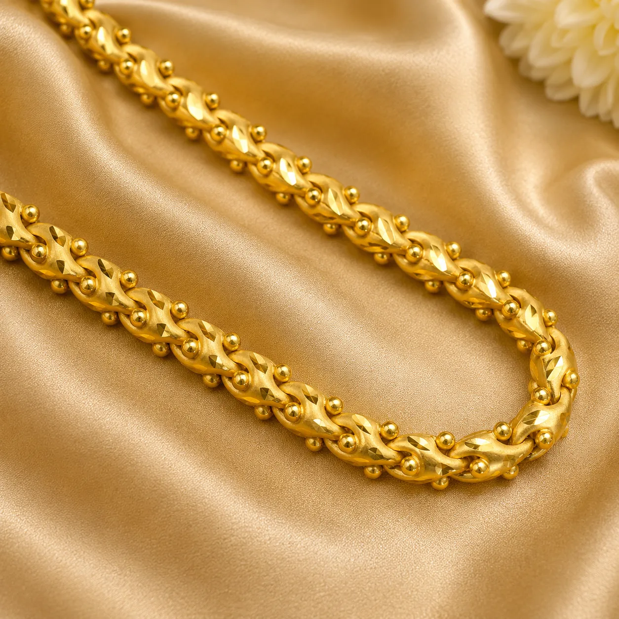 Textured Ball Link Gold Chain - Image 2