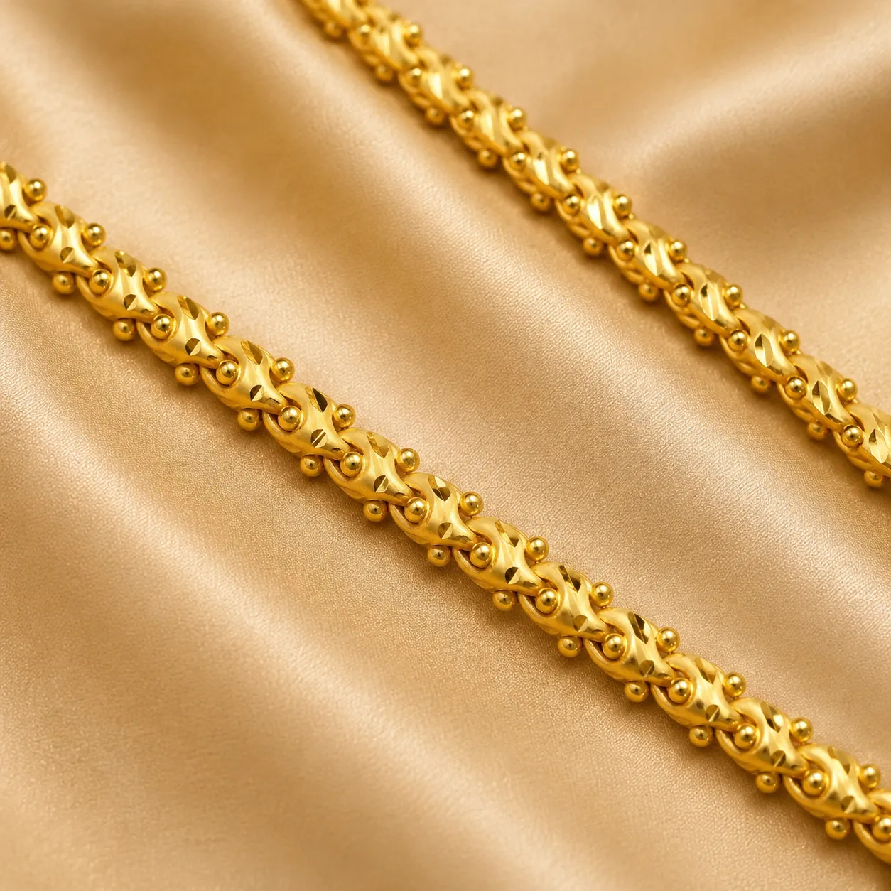 Textured Ball Link Gold Chain - Image 3