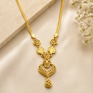 Geometric Lattice Drop Gold Necklace